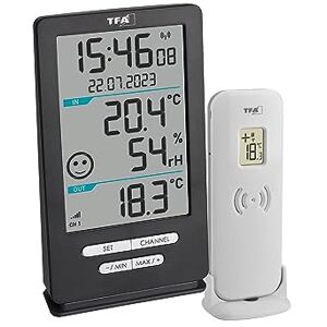 TFA Dostmann thermomètre numérique sans fil XENA HOME, 30.3074.10, surveillance du climat intérieur, avec capteur extérieur, anthracite - Publicité