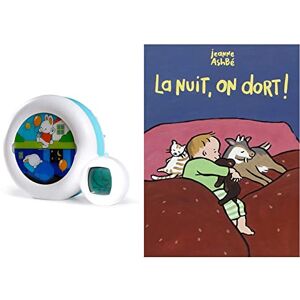 Pabobo Réveil Enfant Educatif Jour/Nuit Musical Lumineux 3 Fonctions : Veilleuse, Indicateur & Réveil Mixte : Fille et Garcon Secteur ou Pile Moon 3 en 1 Blanc & La nuit, on dort ! - Publicité