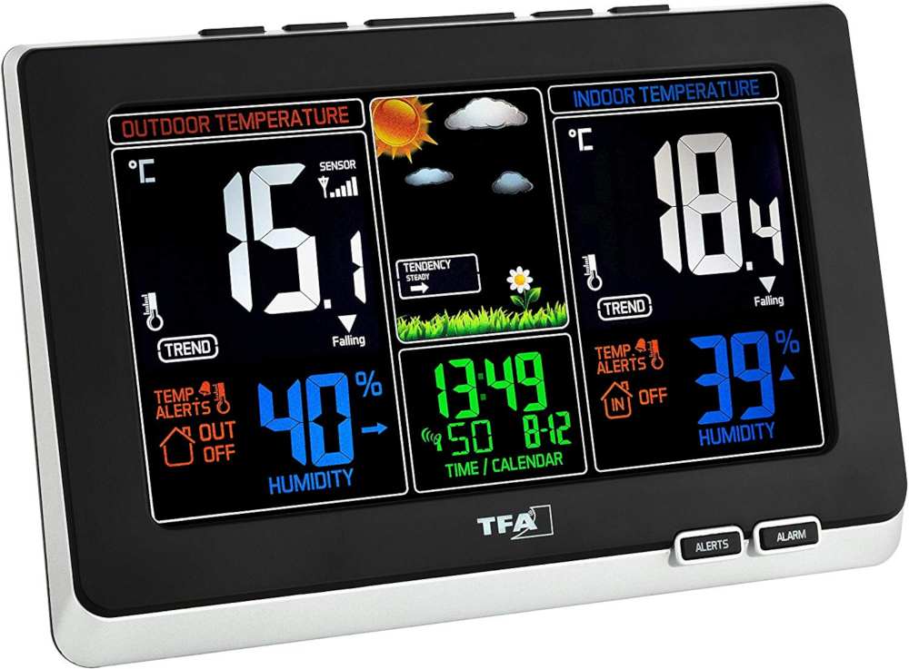 Station Météo   Thermo/hygro LCD Couleur, alarmes et DCF77  WS6828-35.1129+piles