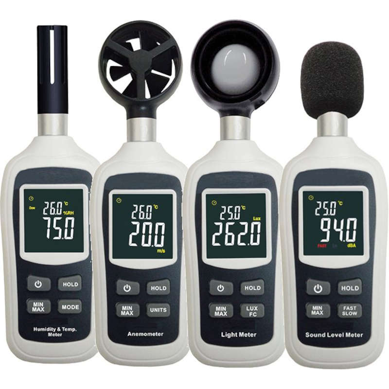 Thermomètre avec hygro ou Anemomètre ou Luxmètre ou Sonomètre compact portable  BL-478X + 3Piles LR3