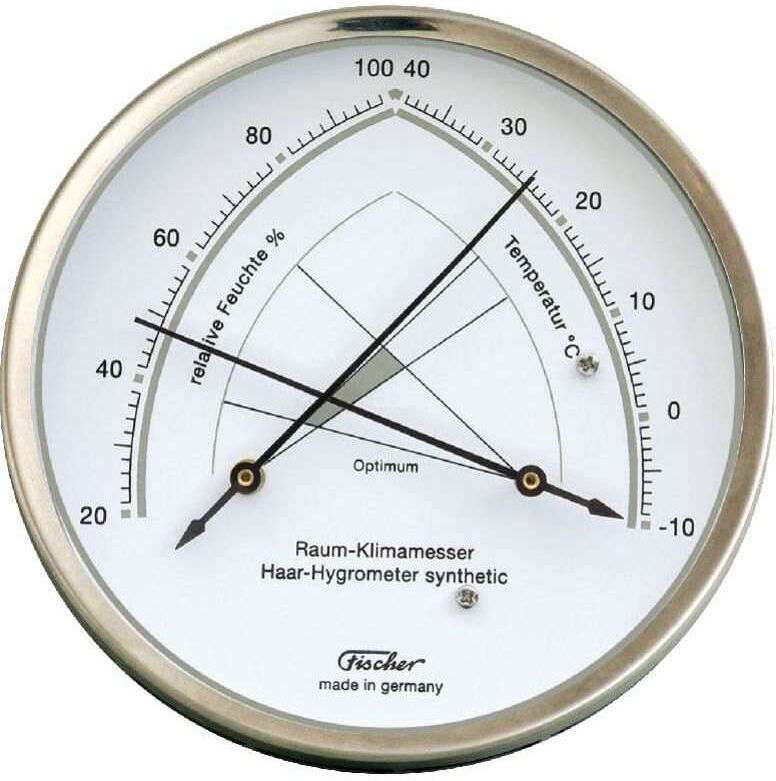 Fischer Hygromètre Synthétique/Thermomètre 130 mm avec zone de confort Fischer F-146-01