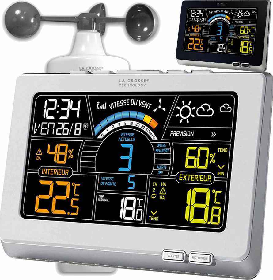 Station Météo Anémomètre Température et hygrometrie.  WS6860-T351140+piles