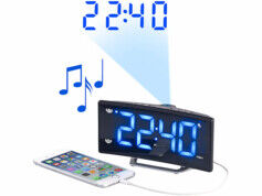 Auvisio Radio-réveil à projection avec affichage bleu et port de chargement USB