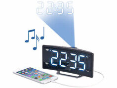 Auvisio Radio-réveil à projection avec affichage blanc et port de chargement USB