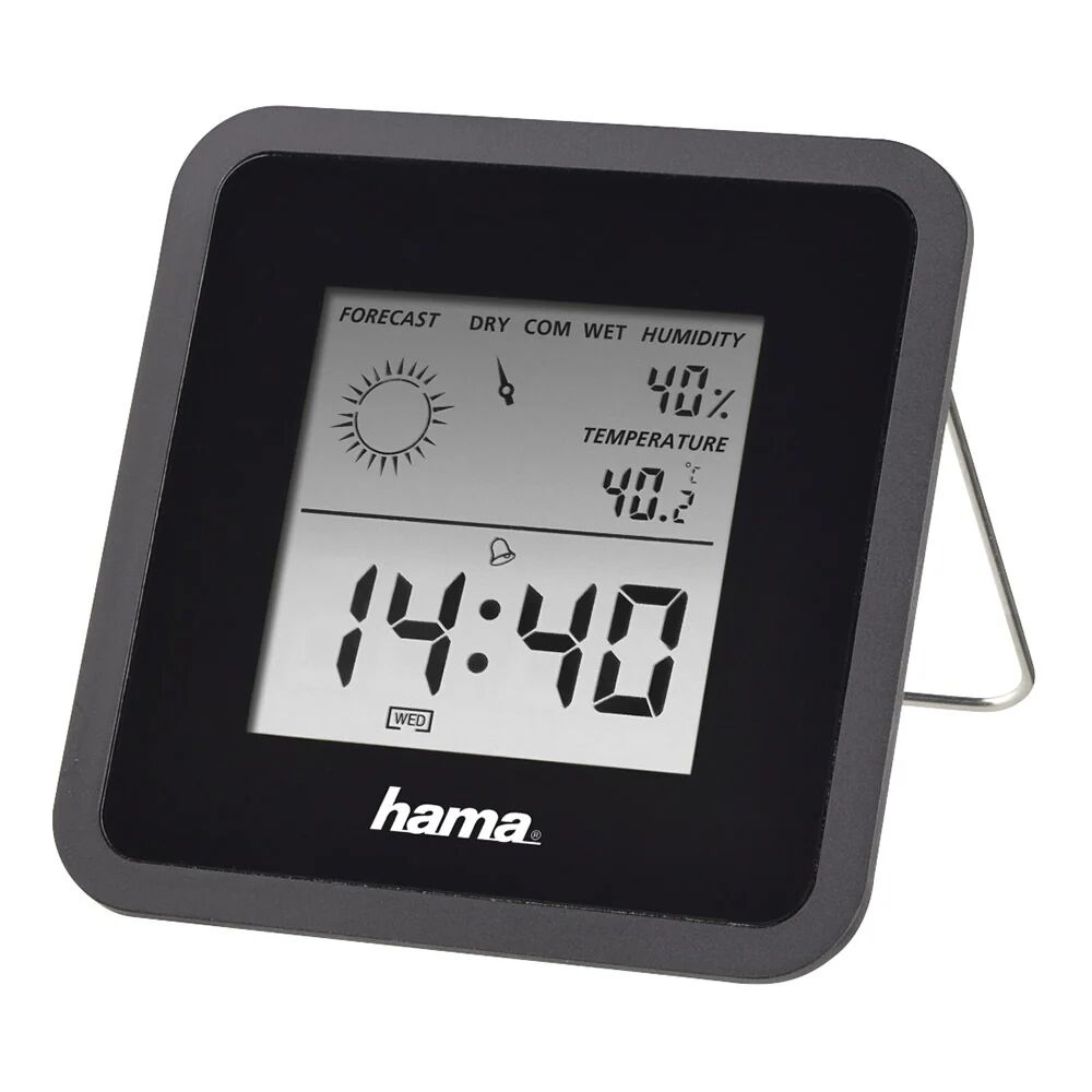 Hama Orologio/termometro/igrometro TH50, funzione sveglia, Indicatore Comfort, memoria dati, Sospensione sveglia Snooze, Previsioni meteo, nero