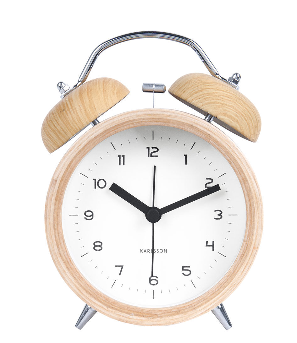 Karlsson Wekkers Alarm Clock Classic Bell Wood Bruin
