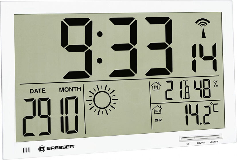 Bresser weerstation MyTime Jumbo 37 cm wit 2 delig - Wit