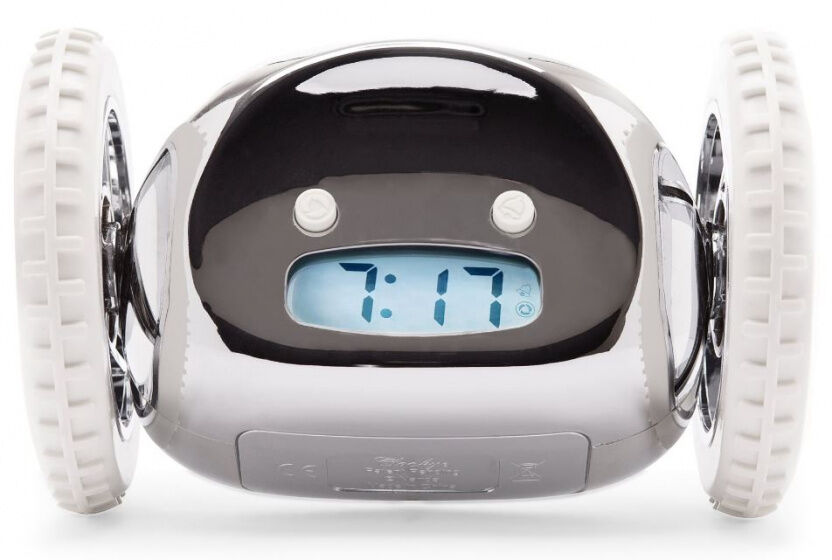 Clocky alarmklok op wielen 13,5 x 9 x 9 cm chroom - Chroom