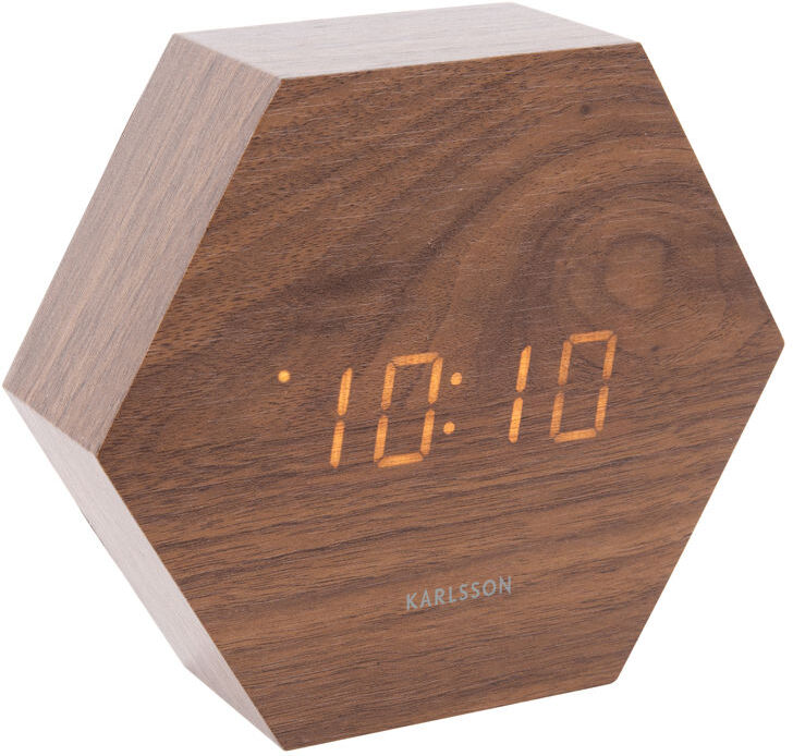 Karlsson Staande klok Hexagon Bruin - Hout