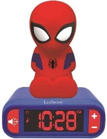 Lexibook Despertador Digital Spiderman com Lâmpada 3D e Rádio. (Azul Escuro)