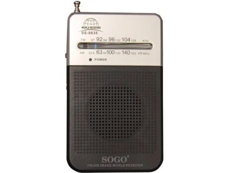Sogo Rádio Portátil RAD-SS-8835 (Preto - Analógico - AM/FM - Pilhas)