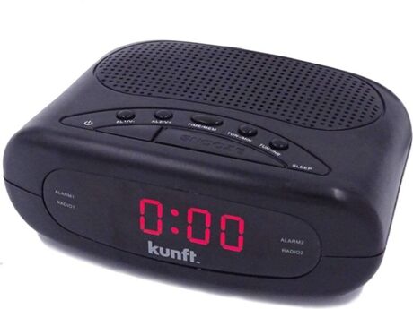 Kunft Rádio Despertador KTCR3848 (Preto - PPL - Alarme Duplo - Função Snoozer - Corrente)