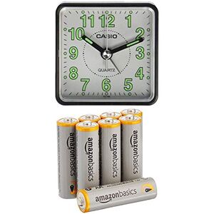 Casio Collection Wake Up Timer Digital Alarm Clock TQ-140-1BEF with Amazon Basics Batteries