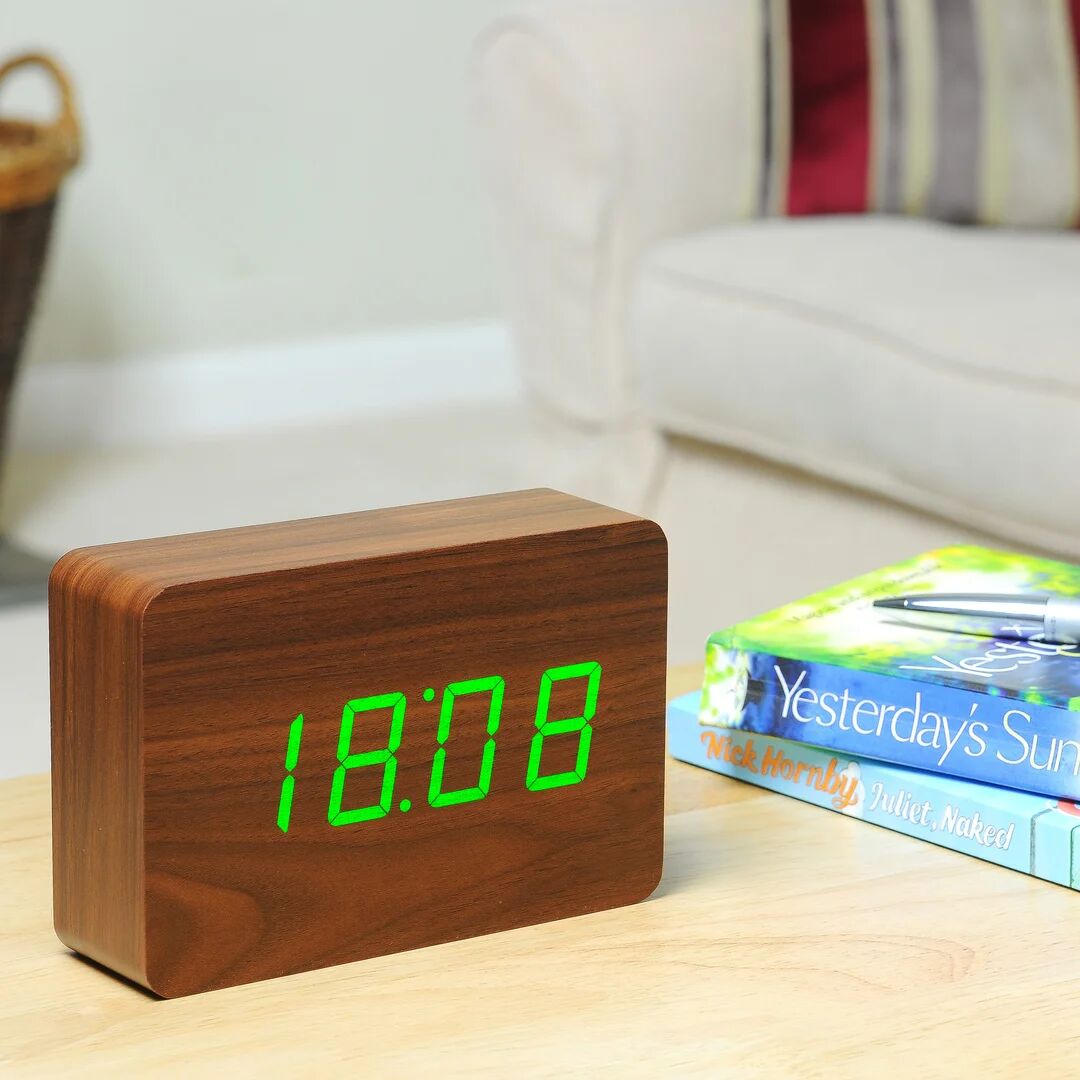 Photos - Radio / Table Clock Symple Stuff Modern Digital Birch Solid Wood Electric Alarm Tabletop Clock