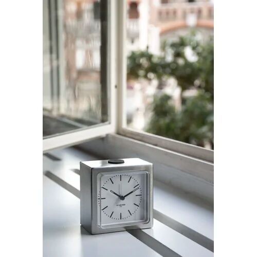 Leff Amsterdam Analog Quartz Alarm Tabletop Clock Leff Amsterdam Colour: Silver/White, Size: 8.5cm H x 8.5cm W x 6cm D  - Size: Oversized