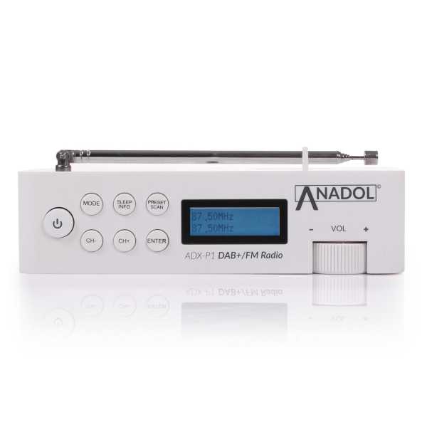 Anadol ADX-P1 FM-DAB+ Radio für digitale und analoge Sender tragbar mit Akku Weiss