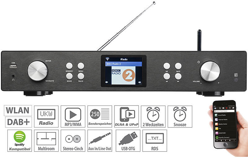 VR-Radio Digitaler WLAN-HiFi-Tuner mit Internetradio, DAB+, UKW, MP3, Streaming