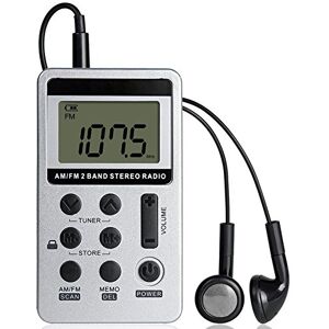 YZCX Mini Radio Stéréo Portable, Radio de Poche Rechargeable Pocket DSP AM FM 2 Bandes Radio Stéréo Récepteur Numérique avec Ecouteurs pour Les Personnes âgées, Simple à Utiliser (Blanc) - Publicité