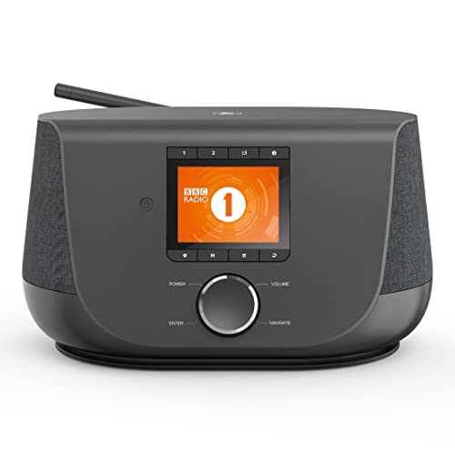 Hama DAB+ digitale radio, internetradio, smart radio met 2-weg luidspreker & mobiele telefoon oplaadfunctie WLAN/DAB/DAB+/FM Bluetooth/Spotify streaming stationknoppen, radio, wekker, app)