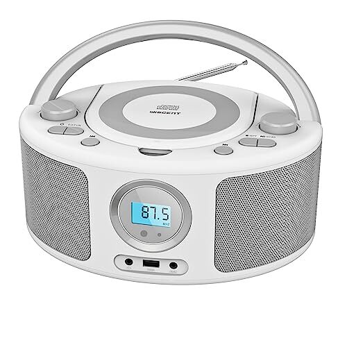 WISCENT CD-speler voor kinderen, FM-radio, draagbare cd-speler, boombox, cd-speler met bluetooth, FM-radio, USB, MP3-speler, compatibel met CD-R/CD-RW, USB-ingang, AUX, kindercd-speler (radio)