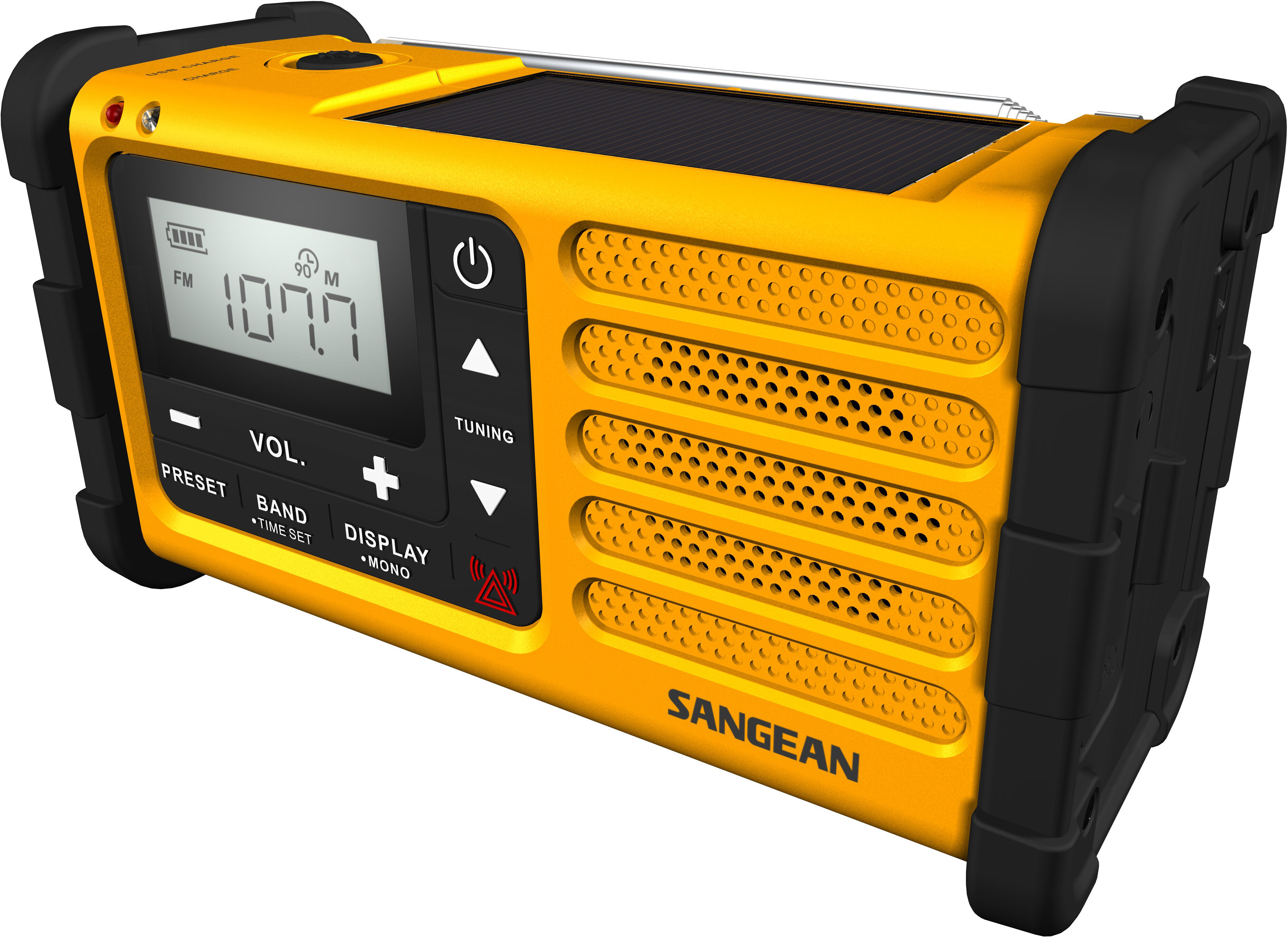 Sangean MMR-88, dynamo radio FM/AM, solar, geel