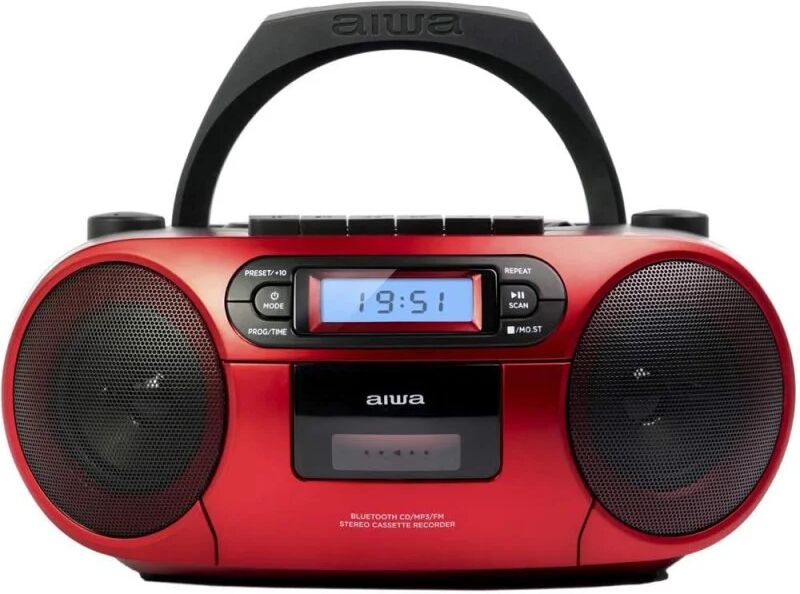 Aiwa boombox bbtc-550rd rádio cd bluetooth vermelho