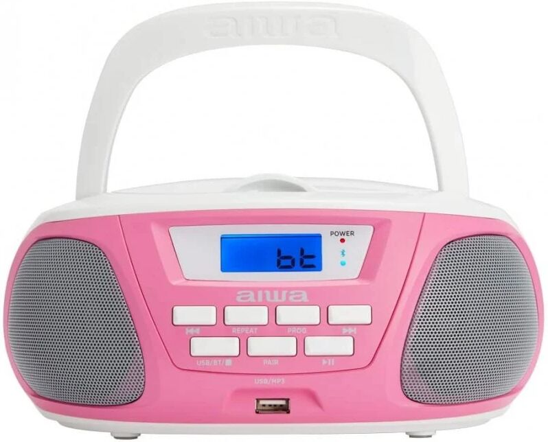 Aiwa boombox bbtu-300 rádio cd bluetooth infantil rosa