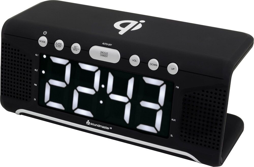 Soundmaster Rádio / Despertador Fm C/ Carregamento Wireless Qi (preto) - Soundmaster