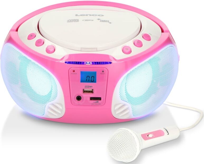 Lenco Rádio Portátil Scd 650 C/ Leitor De Cds E Usb + Microfone (rosa) - Lenco