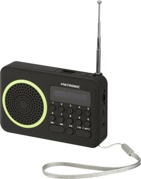 Metronic Rádio Digital 477202 (Preto / Verde - Digital - AM/FM - Bateria)