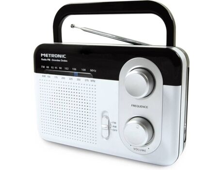 Metronic Rádio 477220 (Branco - Analógico - AM/FM - Pilhas e corrente)
