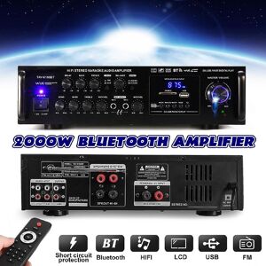 Ideal World 110-230V 2000W Bluetooth Stereo Karaoke Amplifier Support 2 MIC Input FM RC AV Power Amplifier