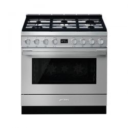 SMEG Cucina Con Piano A Gas E Forno Pirolitico Multifunzione Portofino Classe A+ Inox Cpf9gpx