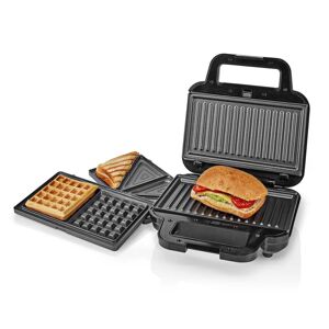 Nedis Multi Grill   Grill / Sandwich / Waffle   700 W   22 x 12.5 cm   Automatisk temperaturregulering   Plastik / Rustfri Stål