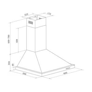 respekta Kaminhaube Edelstahl 60 cm CH22078IXB EEK: B 60 cm