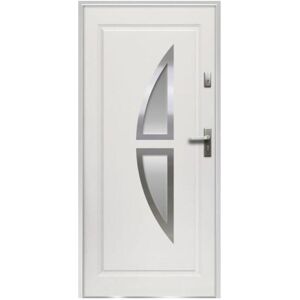 Unique Puerta de entrada de acero acristalada con inox Alt. 207 x Ancho 100 cm blanco - abre a la izquierda - COVAS