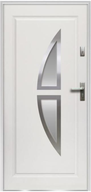 Unique Puerta de entrada de acero acristalada con inox Alt. 207 x Ancho 100 cm blanco - abre a la izquierda - COVAS