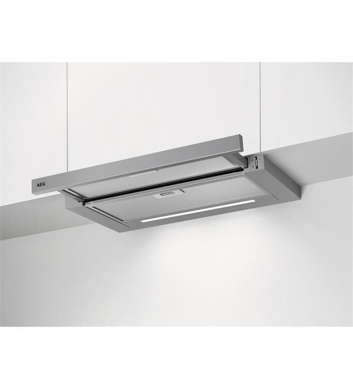 AEG dpe5660m campana extraíble «edge» de 60 cm de la serie 6000 con panel frontal incluido control mecánico 3 niveles de potenci