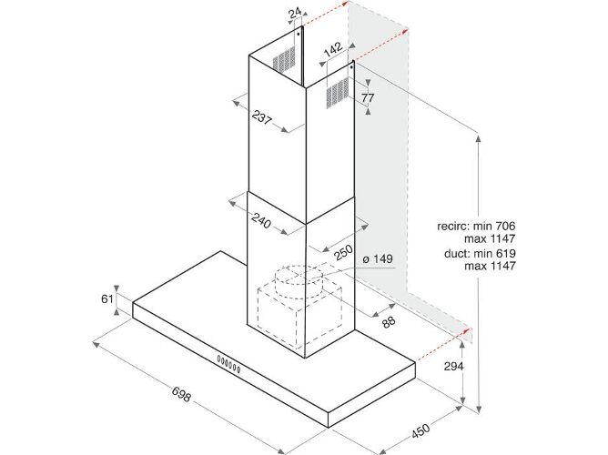 Ariston Campana HOTPOINT HHBS 7.7F LT X (432 m3/h - 70 cm - Inox)