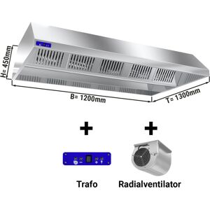 GGM GASTRO - Hotte de plafond dynamique 1,2 m - avec moteur, variateur, filtre et lampe