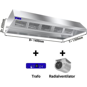 GGM GASTRO - Hotte de plafond dynamique 1,4 m - avec moteur, variateur, filtre et lampe