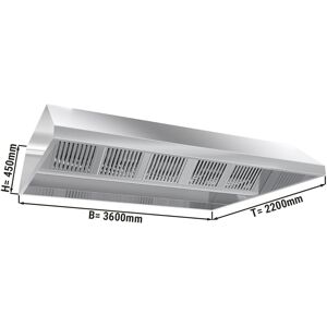 GGM GASTRO - Hotte de plafond statique 3,6 m - avec filtre et lampe