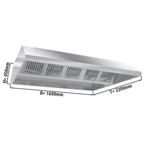 GGM Gastro - Hotte de plafond statique 1,6 m - avec filtre et lampe Argent