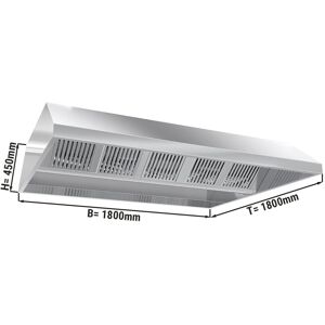 GGM Gastro - Hotte de plafond statique 1,8 m - avec filtre et lampe Argent