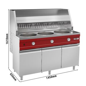 GGM Gastro - Friteuse a gaz - ronde - 3x 13 litres - 51 kW - hotte et bac a frites inclus