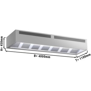 GGM Gastro - Hotte a induction en caisson - 4,0m - avec filtre & lampe LED