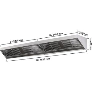 GGM Gastro - Hotte murale - 4800mm - avec filtre & lampe Argent