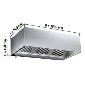 GGM Gastro - Hotte murale cubique statique 1,8 m - avec filtre et lampe Argent