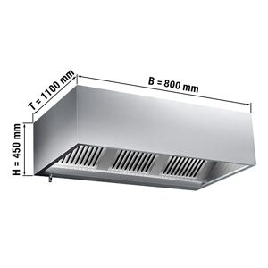 GGM Gastro - Hotte murale cubique statique 0,8 m - avec filtre et lampe Argent