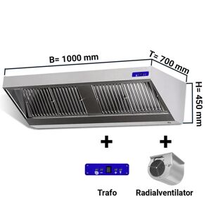 GGM Gastro - Hotte murale - 1000mm - avec moteur, regulateur, filtre & lampe Argent